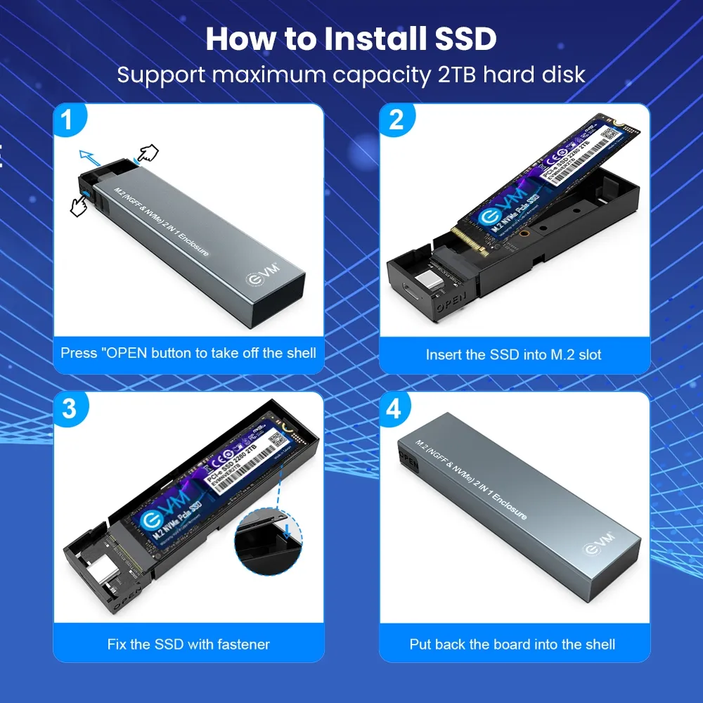 EVM SSD Casing M.2 (NGFF & NVMe) 2 in 1 Type-C (CG-001) view 5